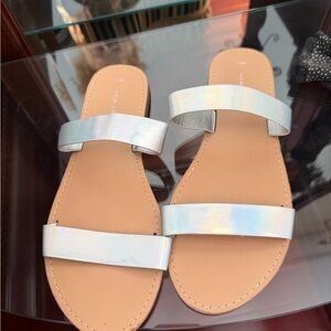 New Look Iridescent Double Strap Sandals